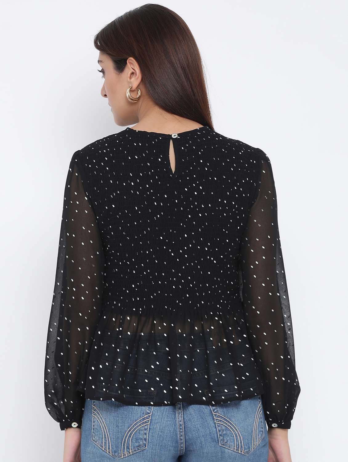 women's peplum crew neck top - 17074105 -  Standard Image - 2