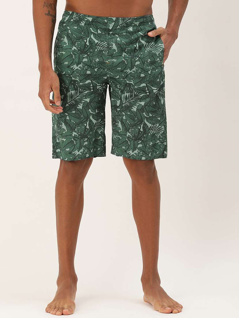 green cotton bermuda shorts