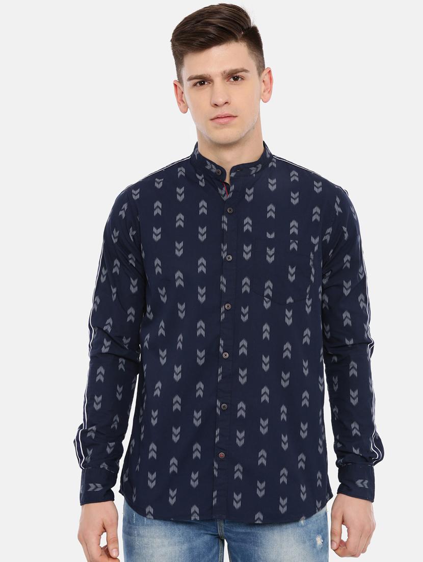navy blue printed casual shirt - 17076483 - Zoom Image - 0