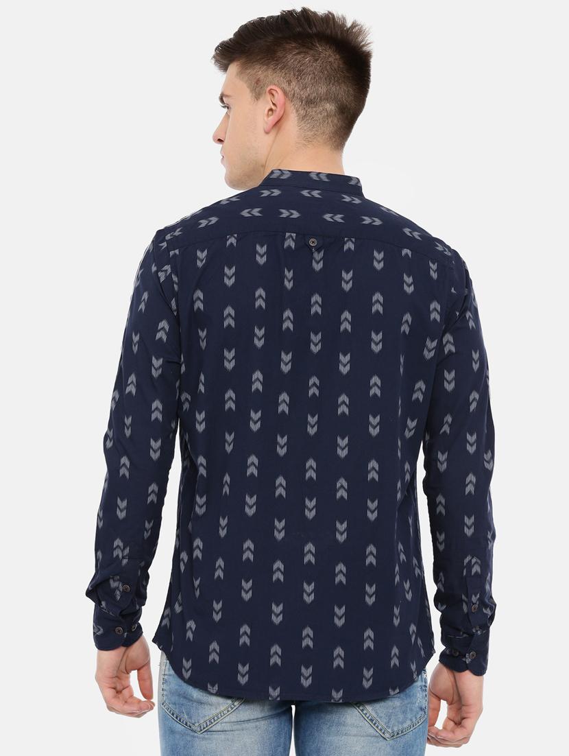 navy blue printed casual shirt - 17076483 - Standard Image - 2