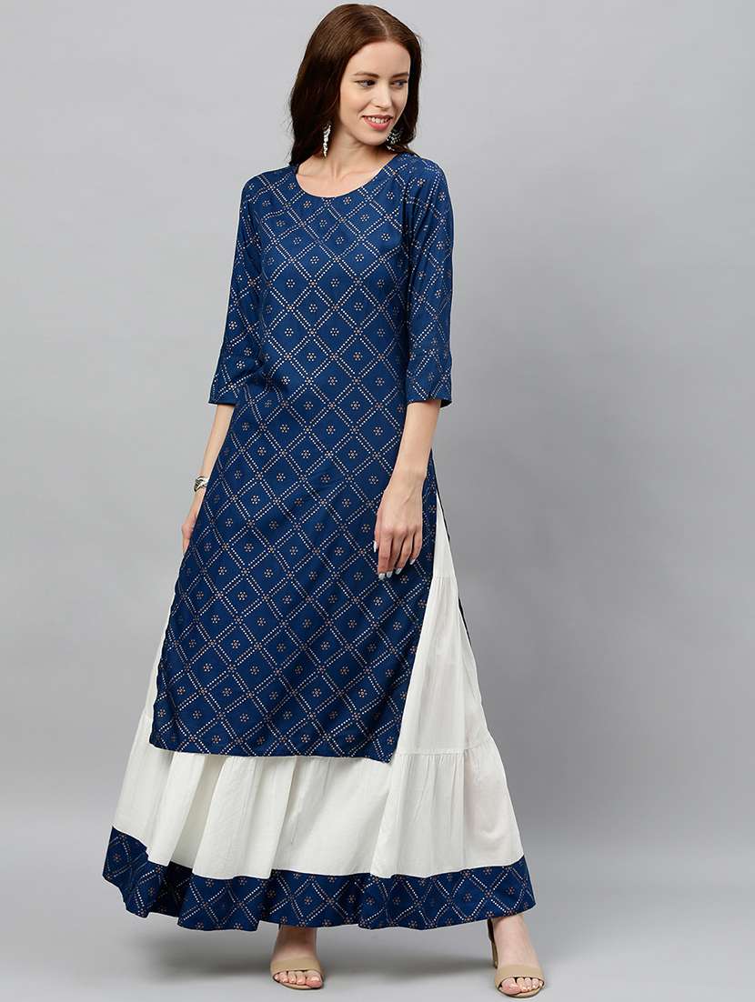 printed kurta skirt set