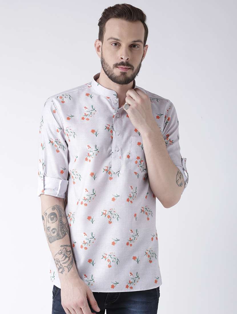 grey cotton short  kurta