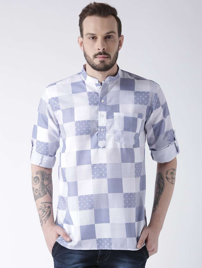 blue cotton short  kurta