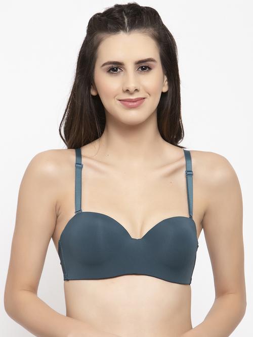 teal blue polyester balconette bra - 17083740 - Standard Image - 0