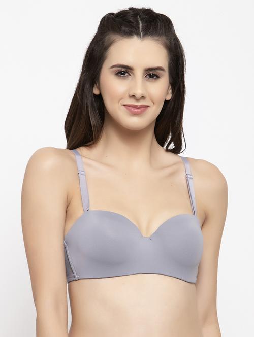 grey polyester balconette bra - 17083741 - Standard Image - 0