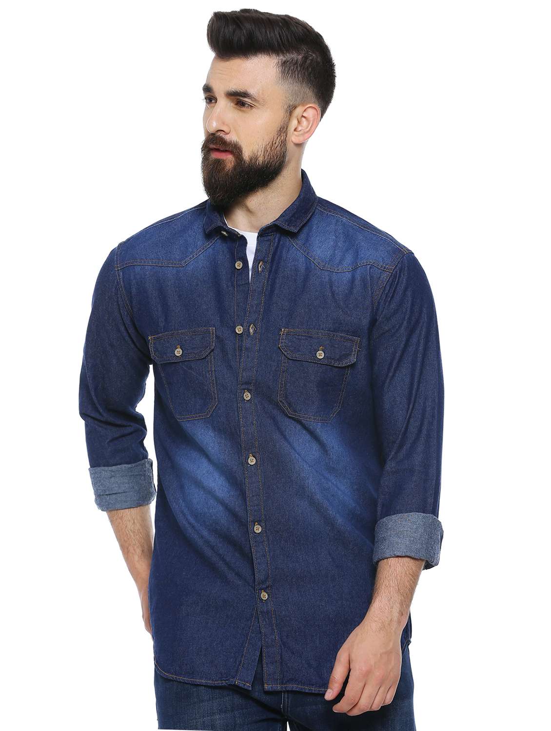 blue faded casual shirt