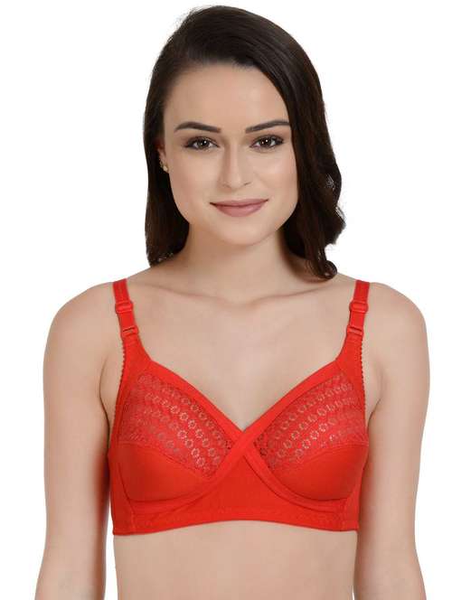 red cotton blend minimizer bra - 17086266 - Standard Image - 0