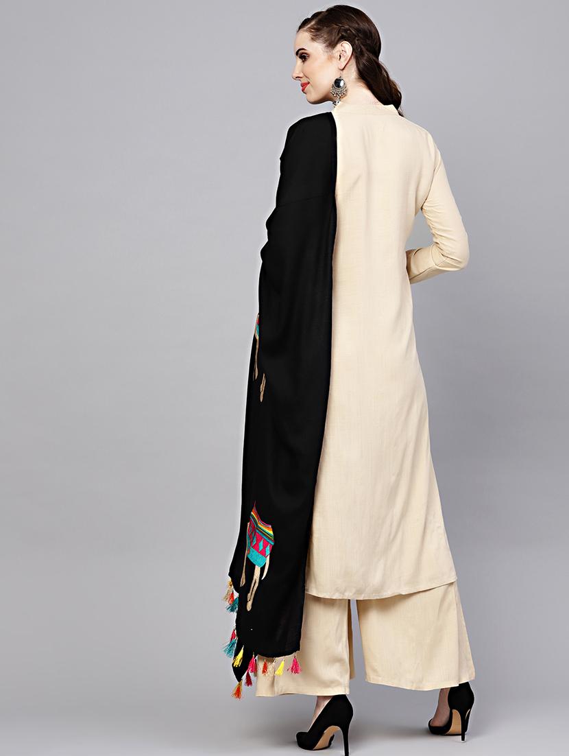 solid kurta palazzo set - 17087615 - Standard Image - 2