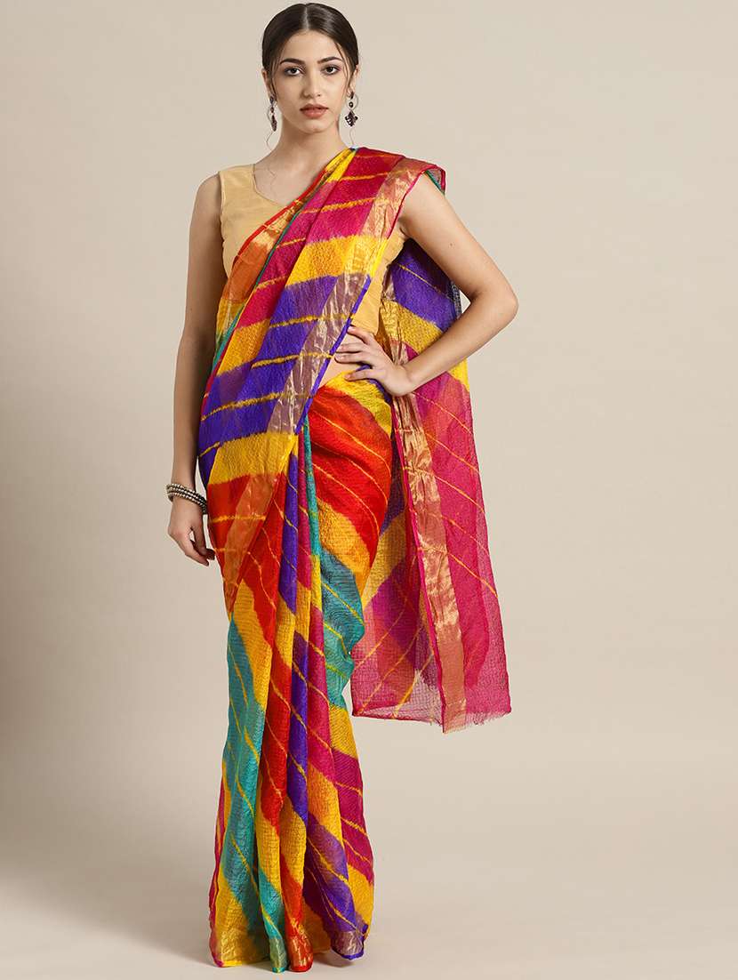 tie dye kota doria saree with blouse