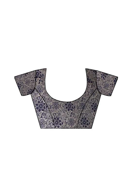 women's floral blue colored saree with blouse - 17087954 - Standard Image - 2