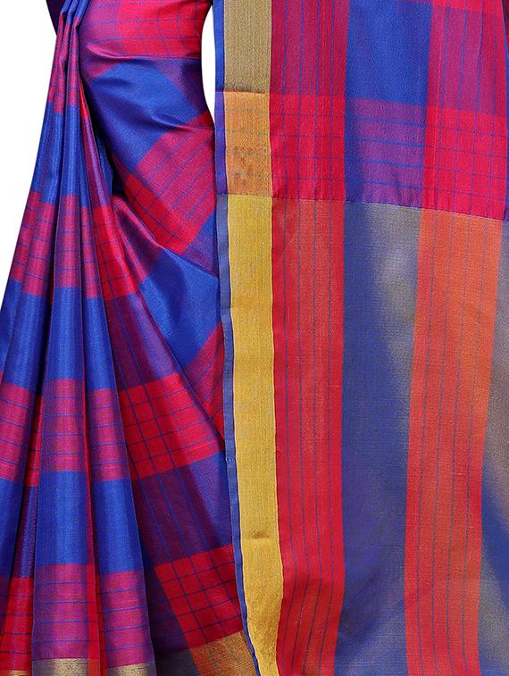 color block printed saree with blouse - 17088953 - Standard Image - 2