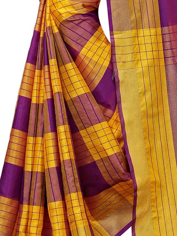 checkered printed saree with blouse - 17088957 - Standard Image - 2