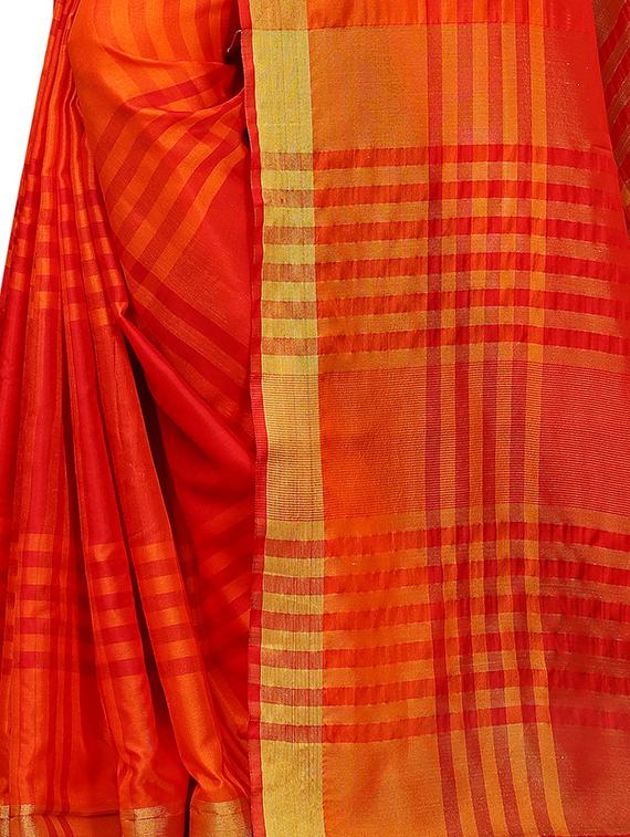 checkered printed saree with blouse - 17088960 - Standard Image - 2