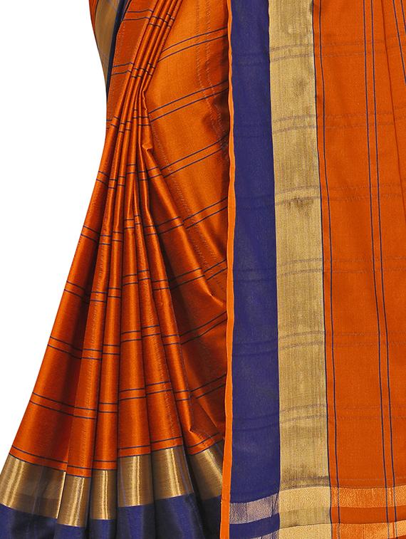 checkered printed saree with blouse - 17088970 - Standard Image - 2