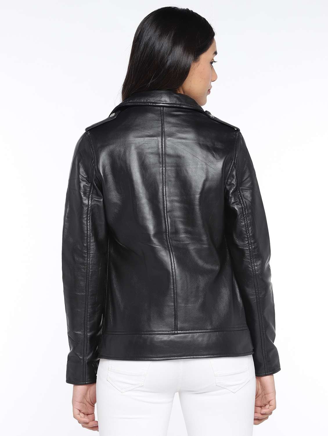 lapel neck leather jacket  - 17089071 -  Standard Image - 2