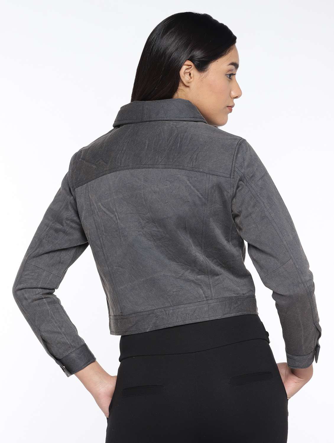 Button Down Suede Biker Jacket - 17089087 -  Standard Image - 2