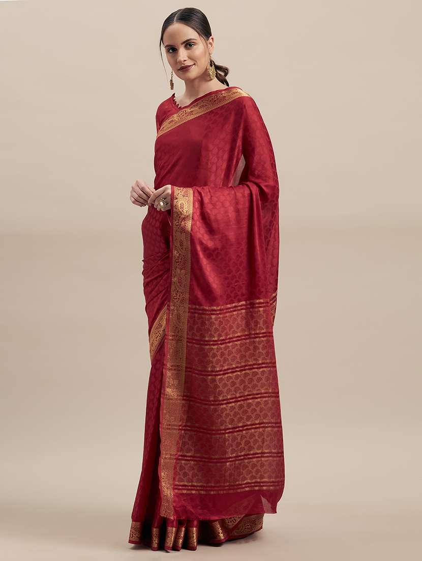 solid woven saree with blouse