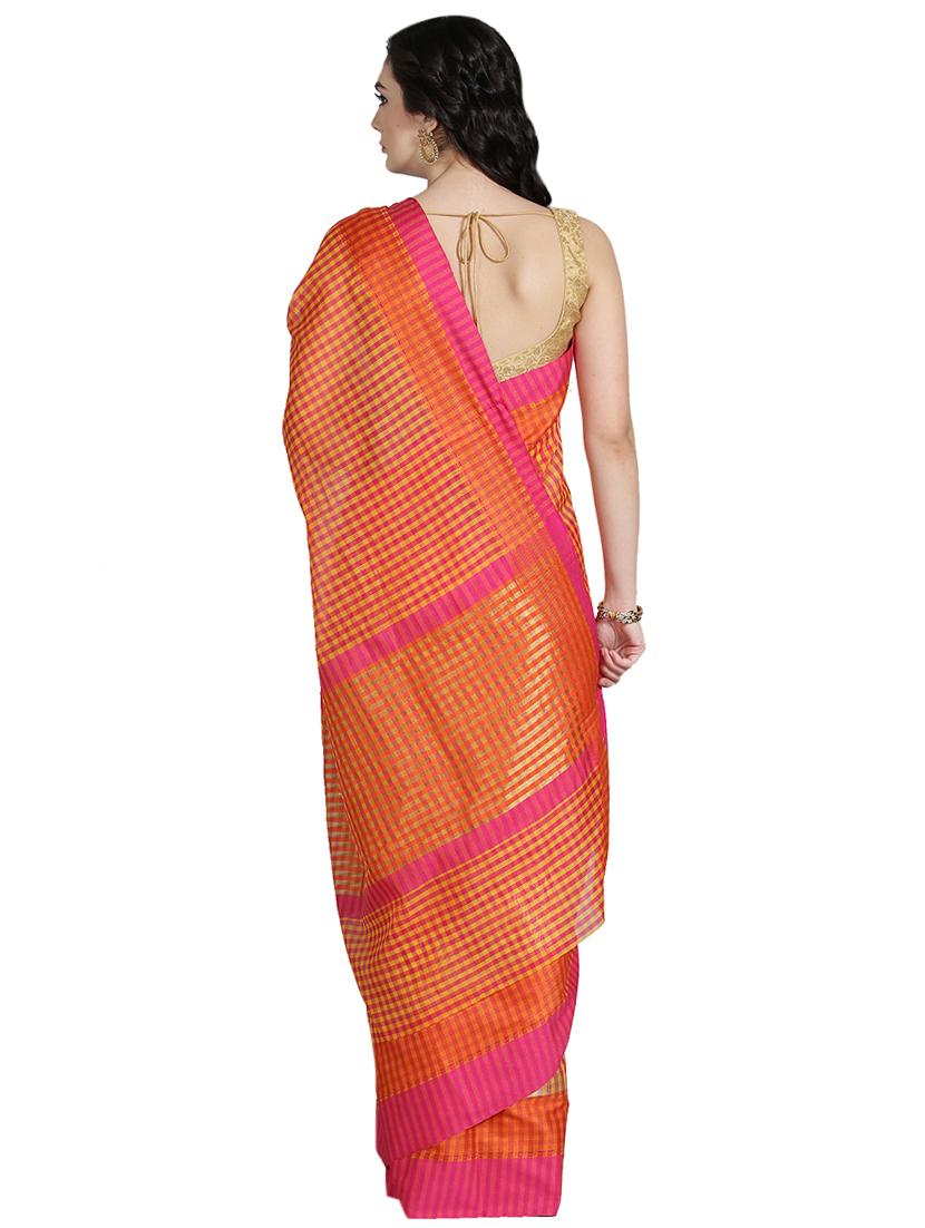 checkered maheshwari saree with blouse - 17089786 - Standard Image - 2