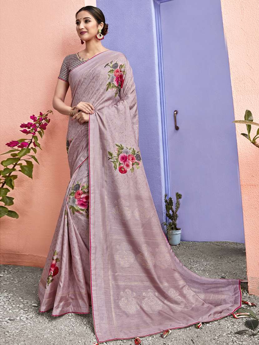 floral printed saree with blouse