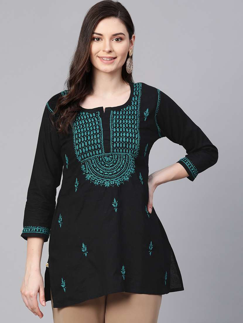  hand-embroidered black chikankari kurti 