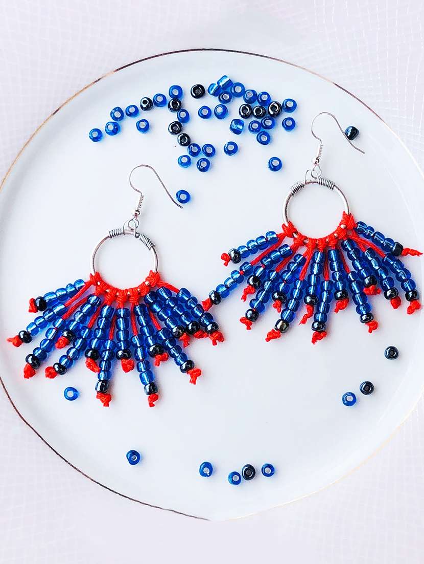 blue metal drop earring
