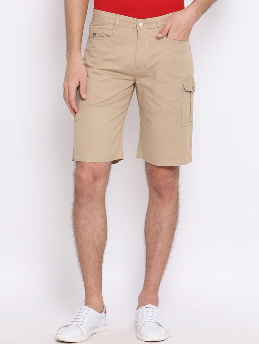 beige solid bermuda shorts