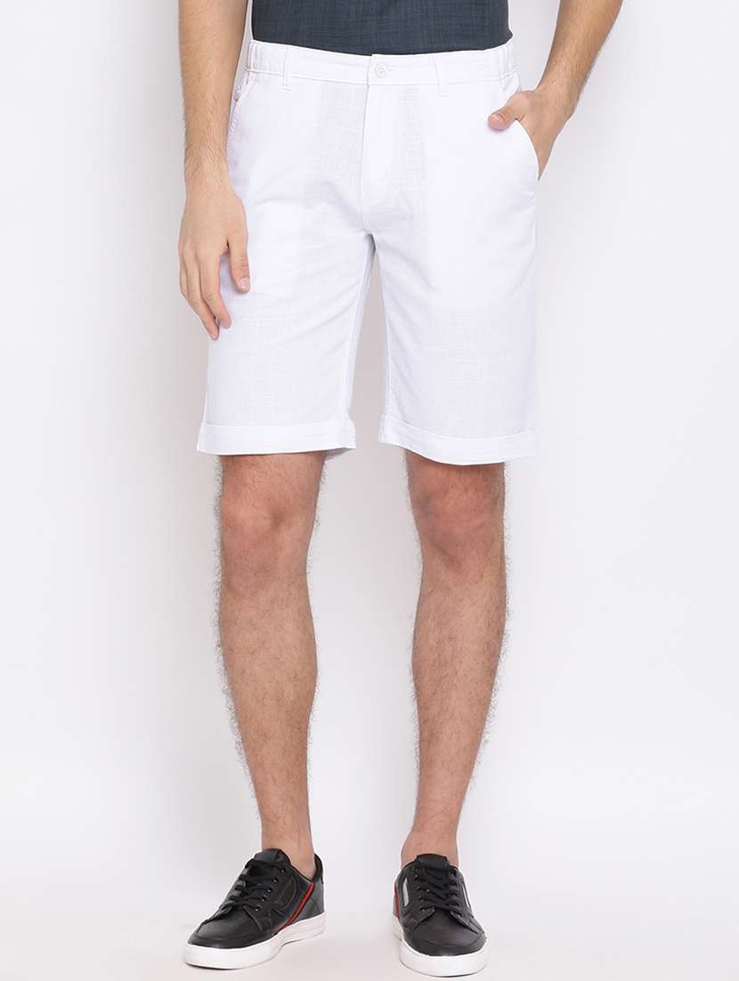 white solid bermuda shorts
