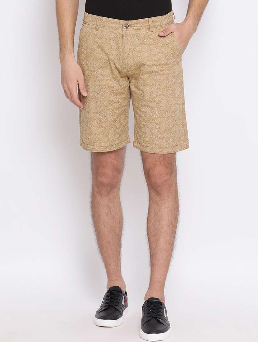 beige printed bermuda shorts