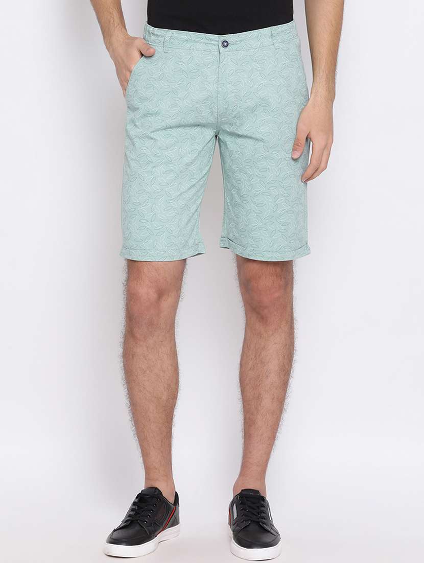 green printed bermuda shorts