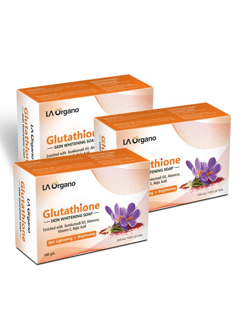 la organo glutathione kumkumadi skin lightening & brightening soap for all skin type (100gm) pack of 3