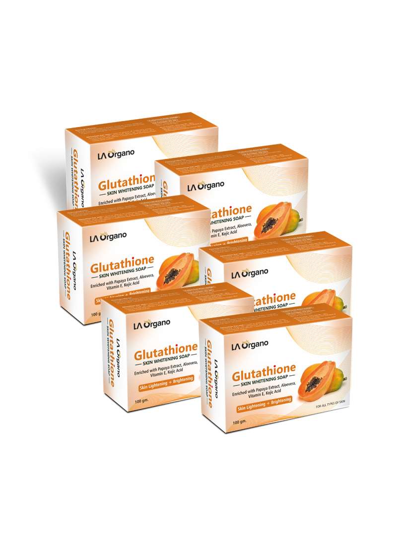 la organo glutathione papaya skin lightening & brightening soap for all skin type (100gm) pack of 6