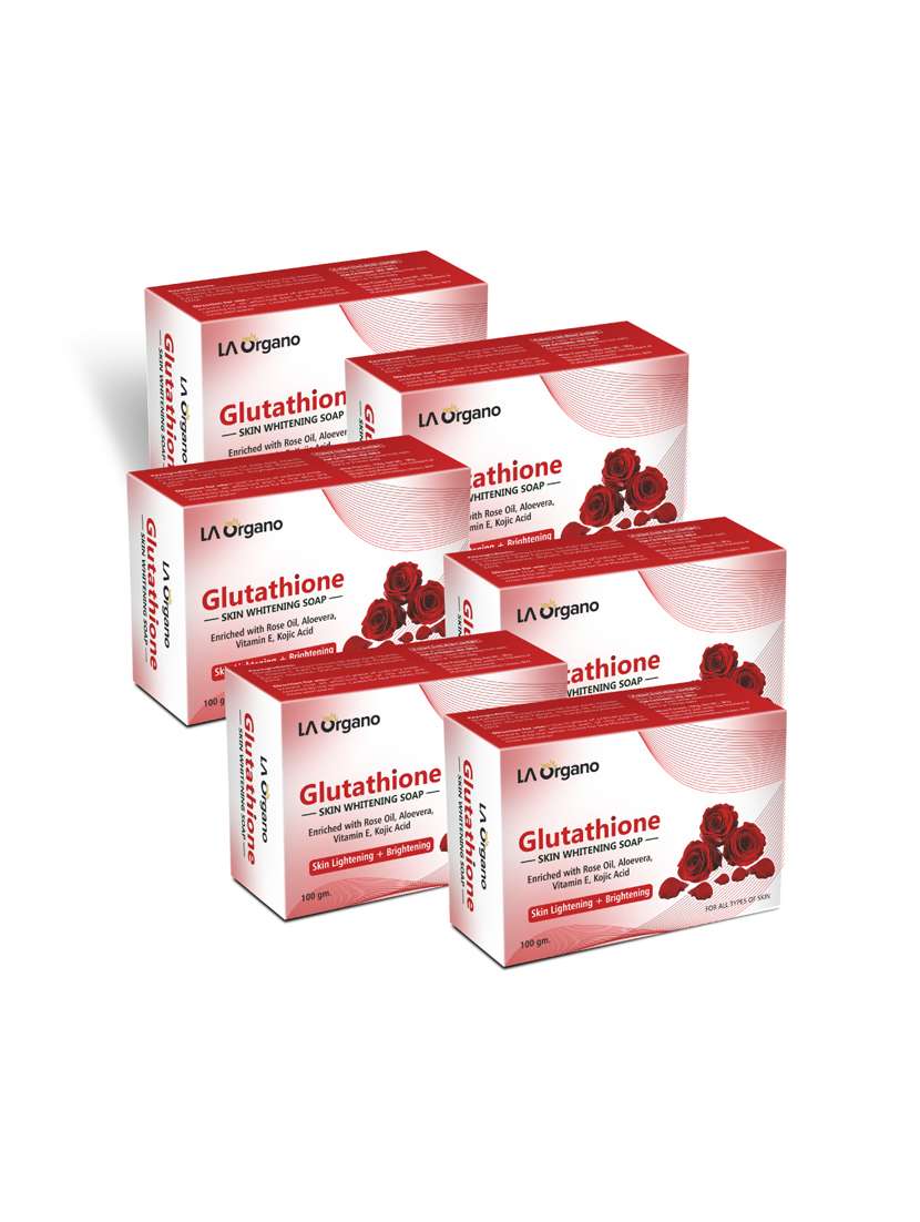 la organo glutathione rose skin lightening & brightening soap for all skin type (100gm) pack of 6