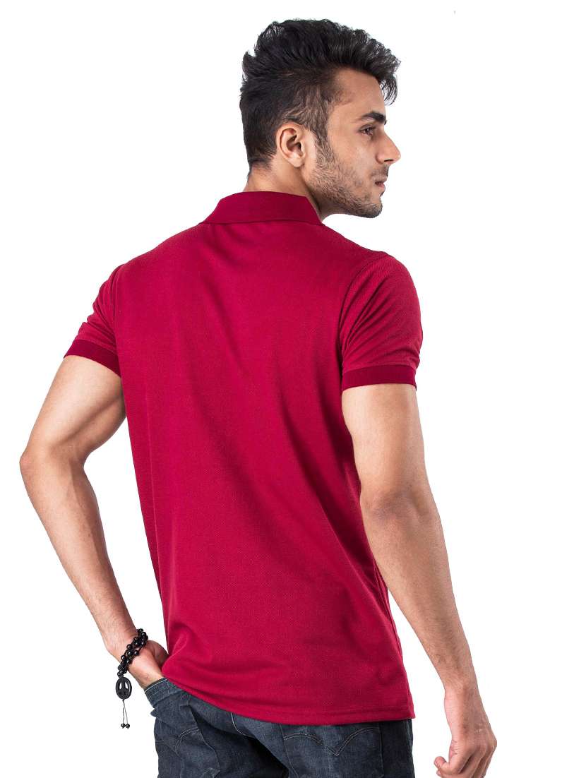 maroon solid polo t-shirt - 17099003 -  Standard Image - 2