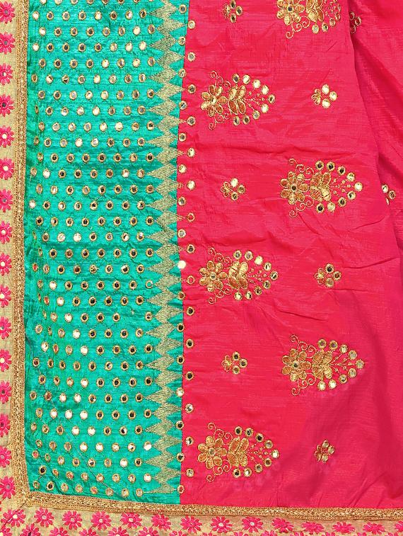 contrast embroidered saree with blouse - 17100520 - Standard Image - 2