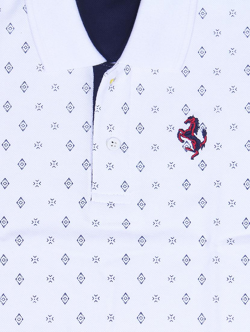 light blue printed polo neck t-shirt - 17100837 - Standard Image - 2