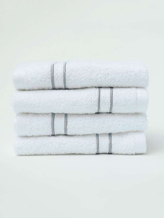 grey cording white face towels