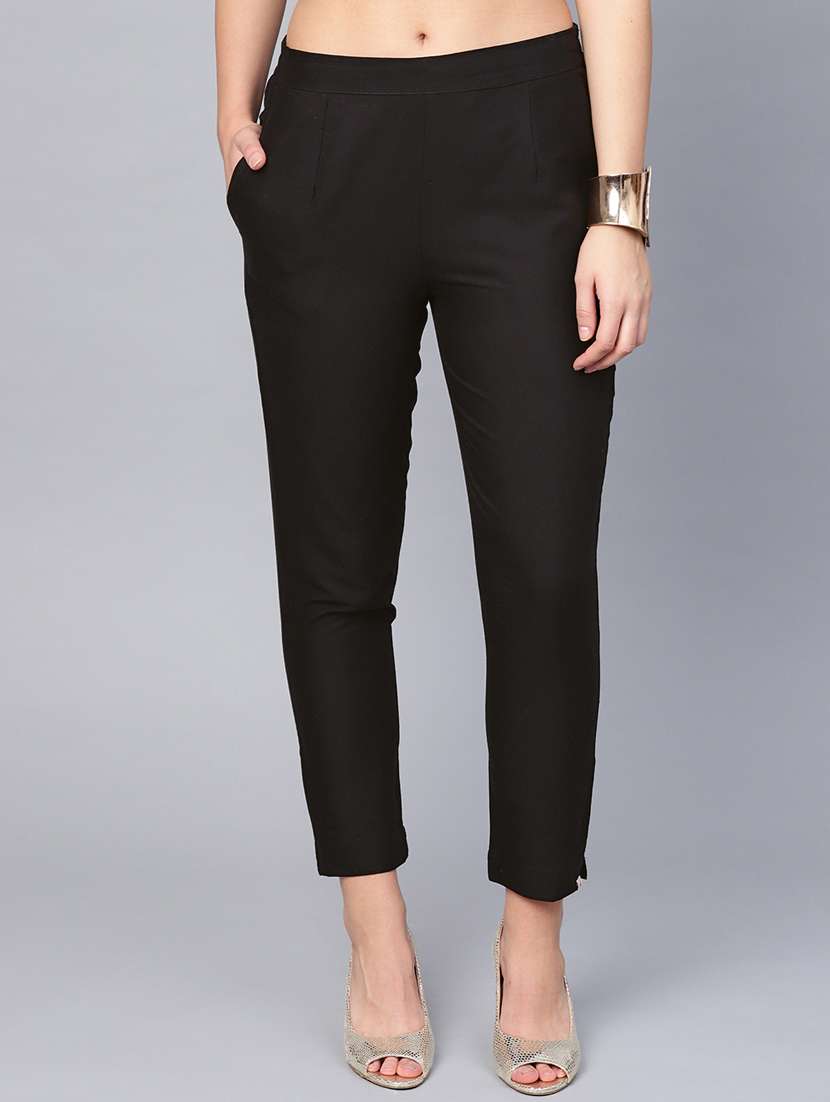 black straight tapered pant