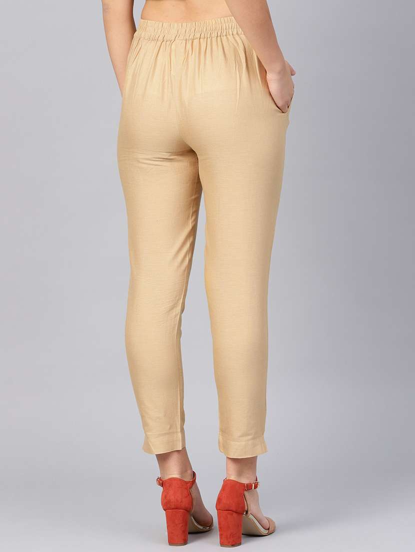 beige cotton straight tapered pant - 17101886 - Standard Image - 2
