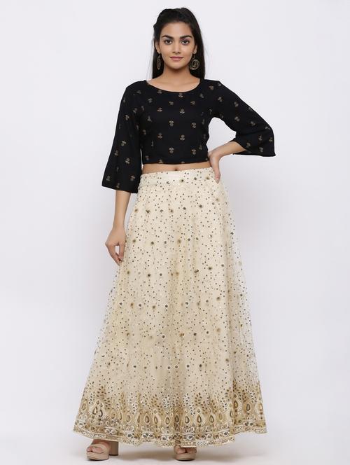 embroidered flared lehenga - 17101901 - Standard Image - 0