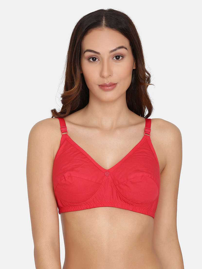 red solid regular bra