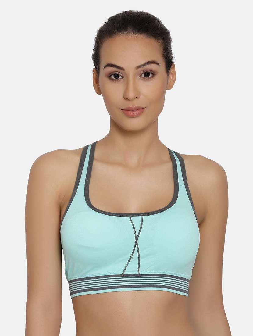 green solid sports bra