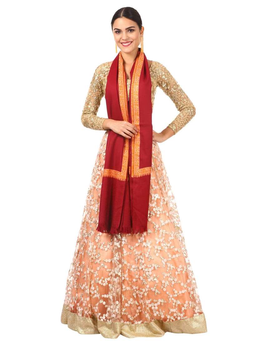 red wool blend  shawl