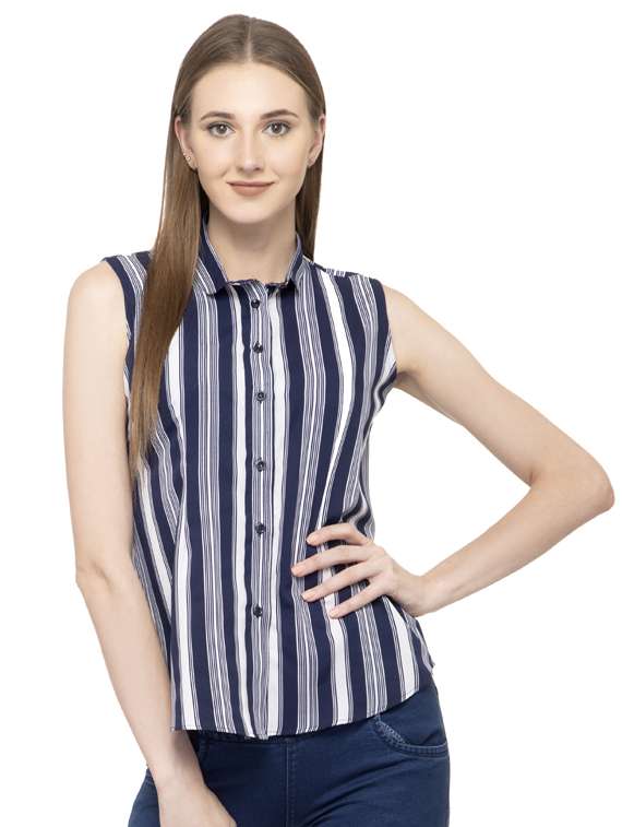 sleeveless striped shirt 