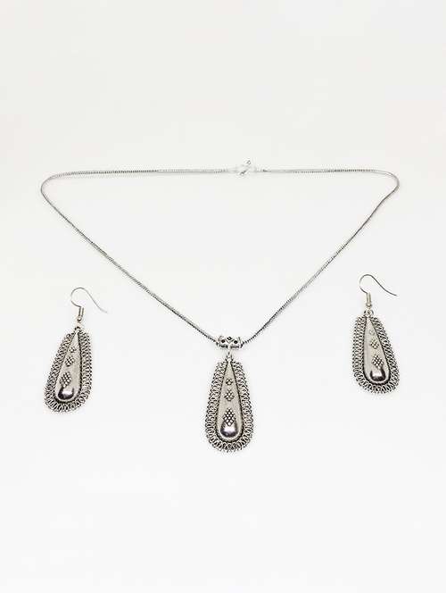 german silver pendant with matching earrings - 17108604 - Standard Image - 0