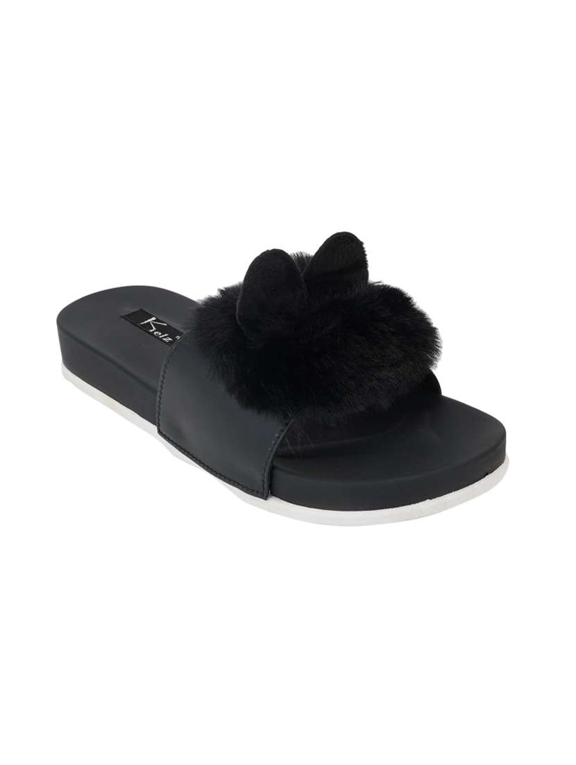 black slip on flip flops