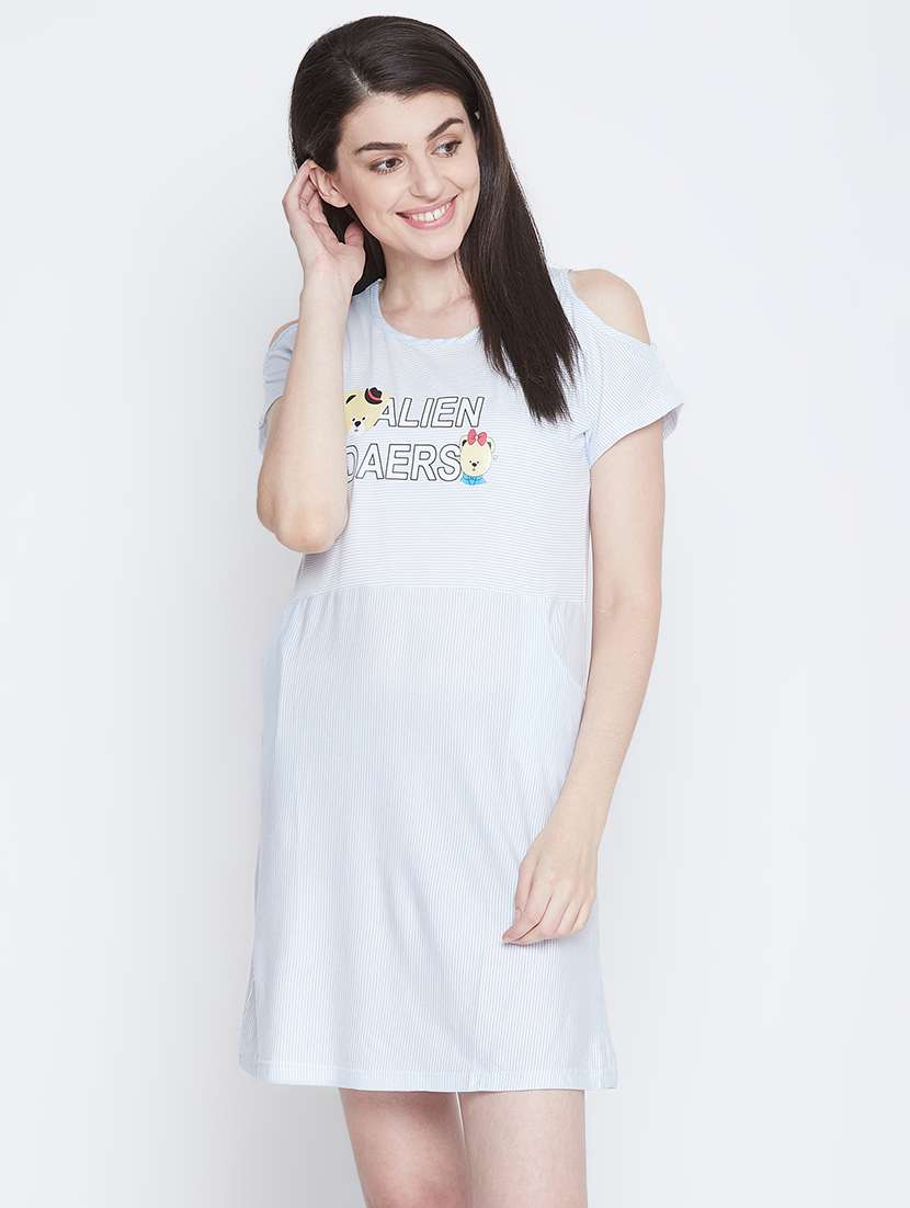 women round neck printed sleepshirt 