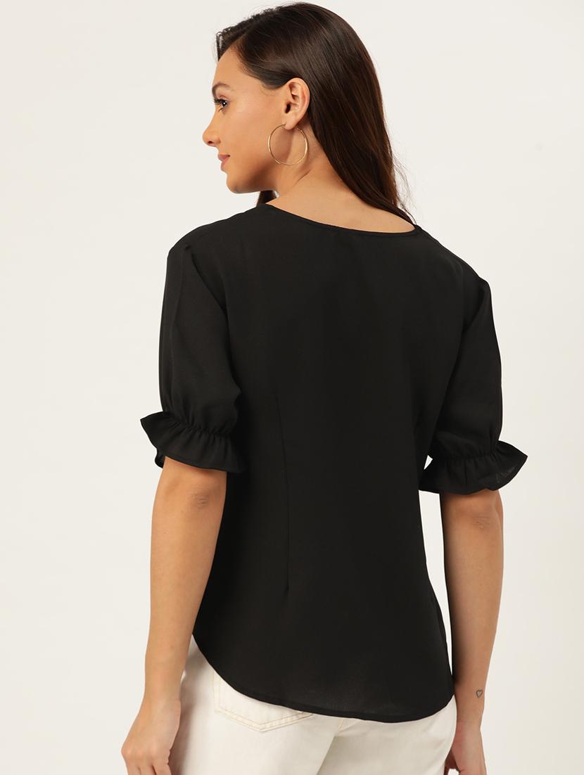 women's straight v neck top - 17111987 - Standard Image - 2