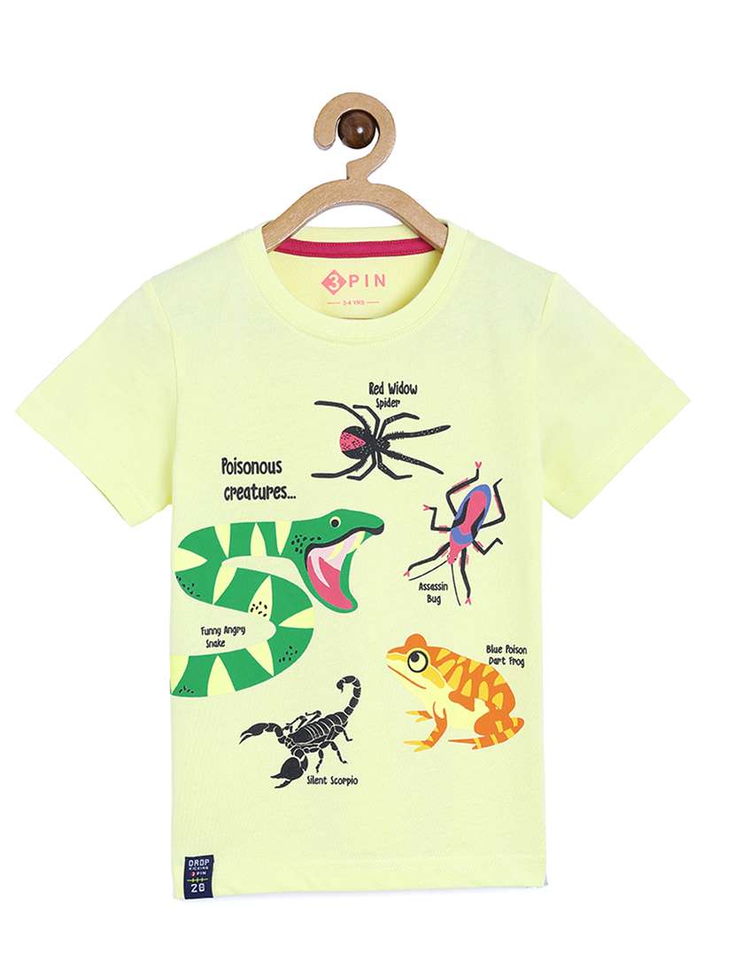 yellow cotton round neck t-shirt