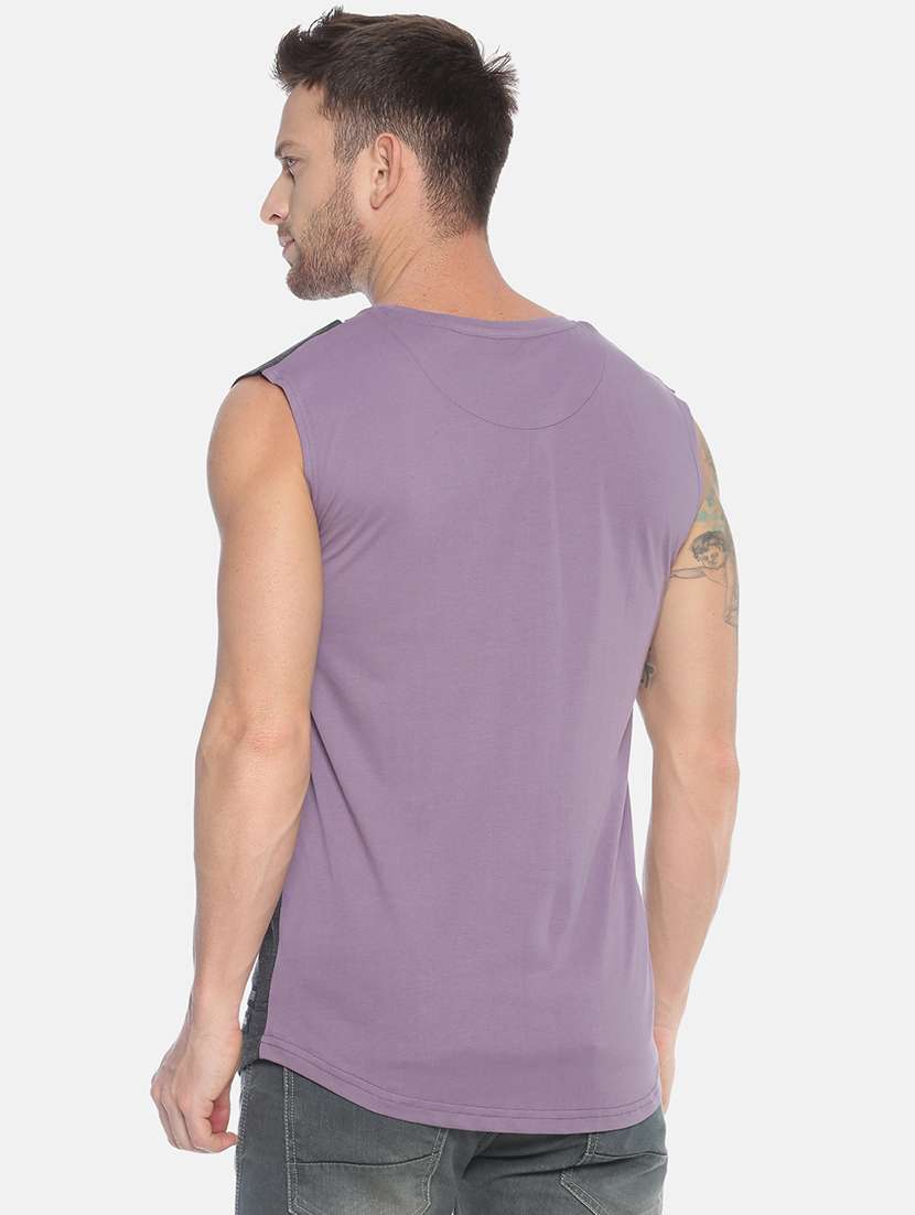 purple color block t-shirt - 17119463 - Standard Image - 2