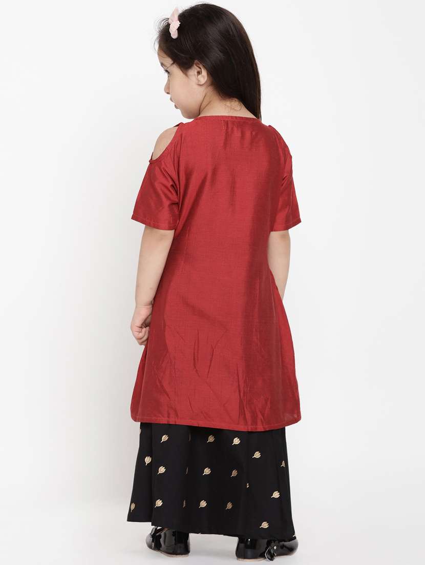 red cotton kurta suit set - 17120429 - Standard Image - 2